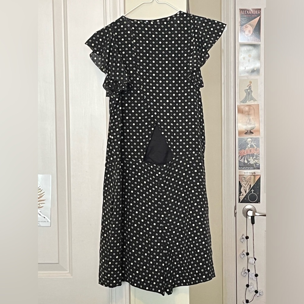 Madewell Black and White Polka Dot Romper with Ruffled Sleeves - Picture 2 of 3